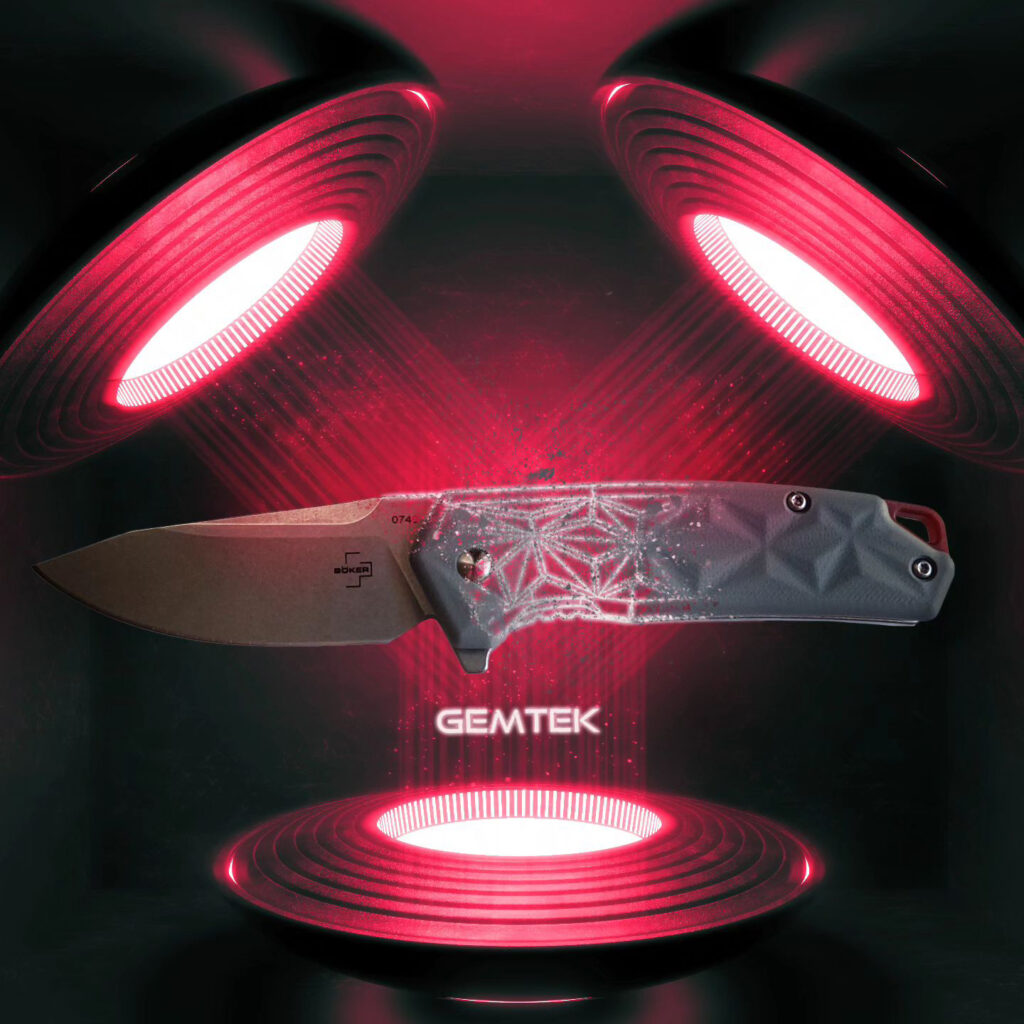 Ein Messer mit einem roten Licht darauf.