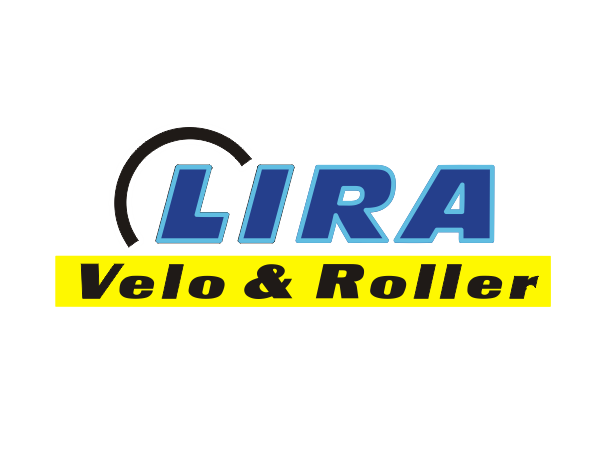 Lira Velo- und Roller-Logo mit einer Fusszeile.
