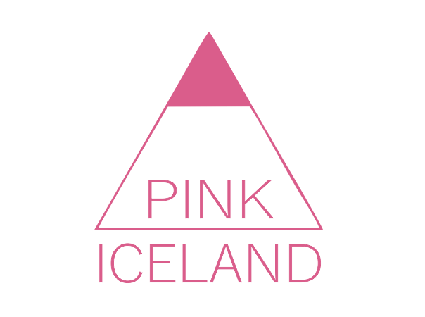 Rosafarbenes Island-Logo auf grünem Hintergrundvideo.